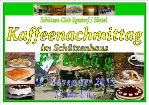 Kaffeenachmittag im Schützenhaus am 18.11.2016, 15.00 Uhr