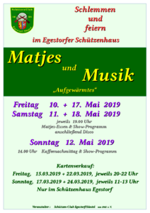 Kartenvorverkauf Matjes und Musik